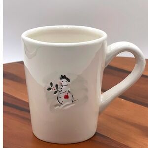 Williams Sonoma Snowman Mug White Ceramic Christmas Holiday Coffee Tea Cup